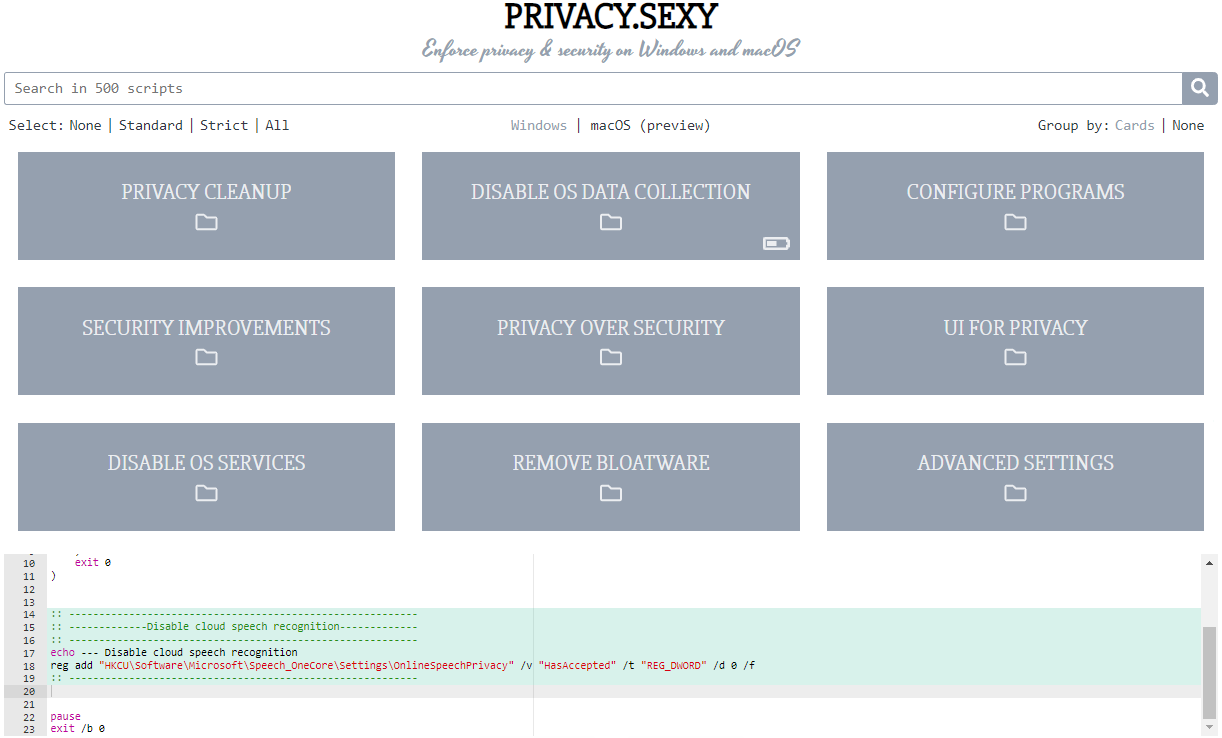 privacy.sexy application